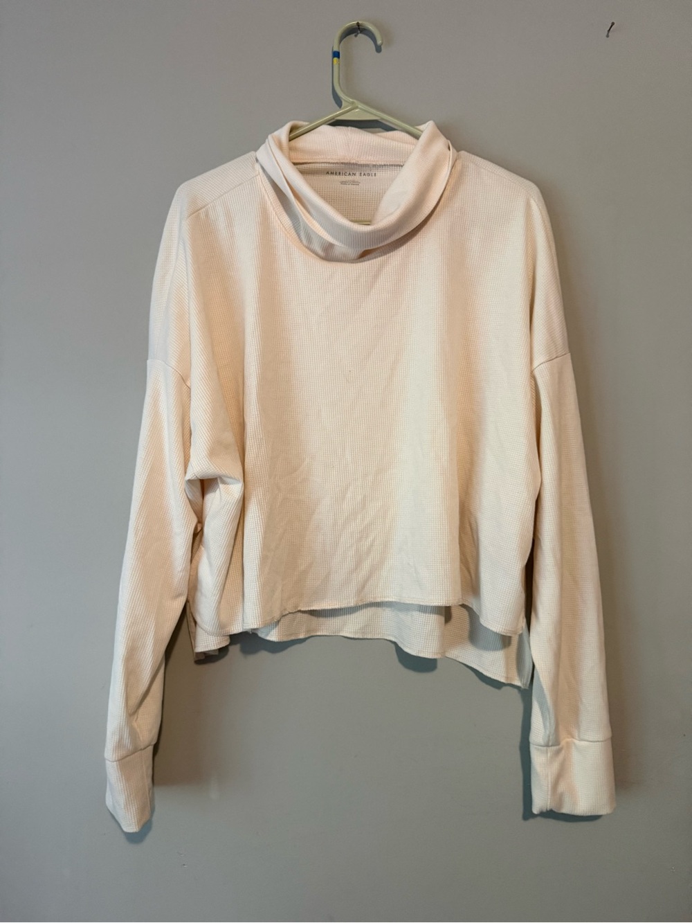American Eagle Outfitters Cream Boxy Cowl Neck Shirt